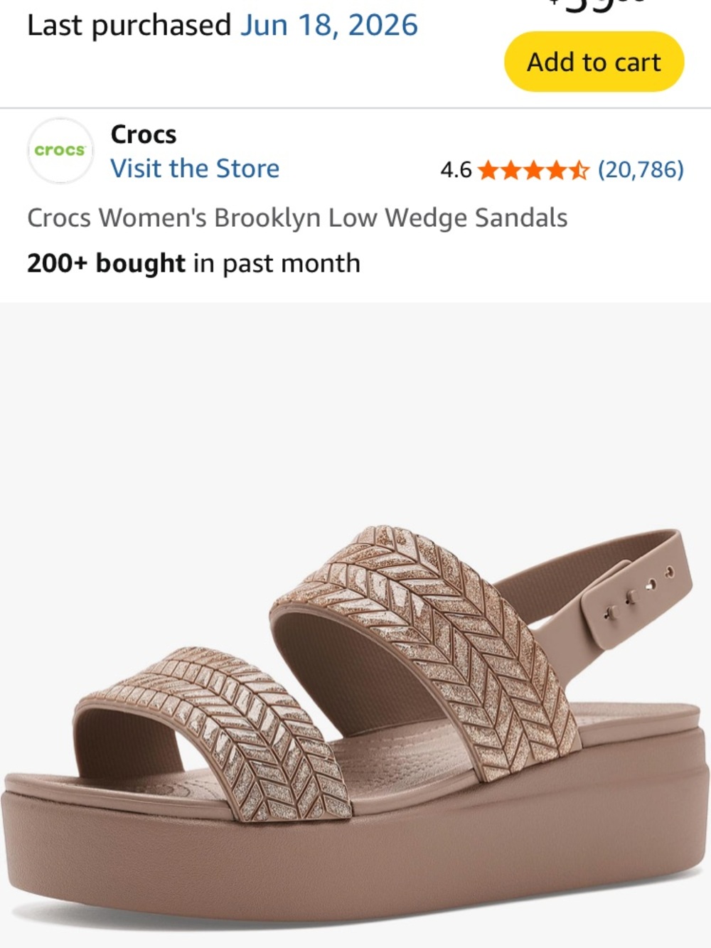 CROCS Brooklyn Wedge Tan Glitter Two-Strap Slide Sandals Size 8 - Picture 11 of 13